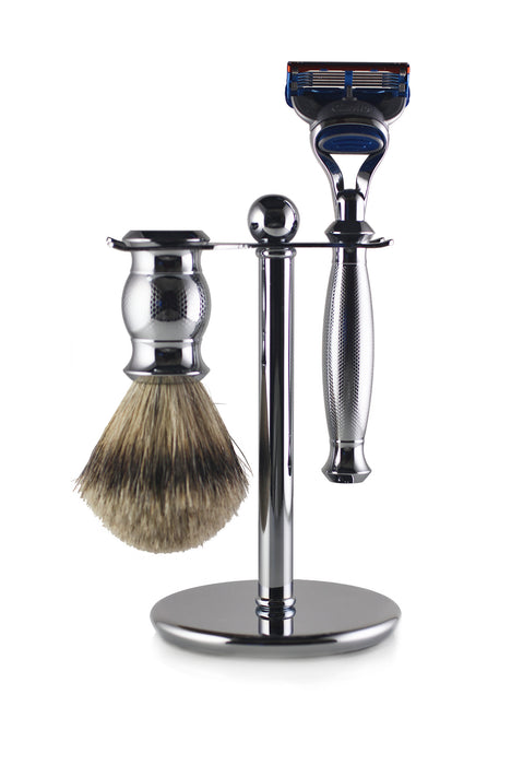 Engraved Nickel Fusion Shaving Set